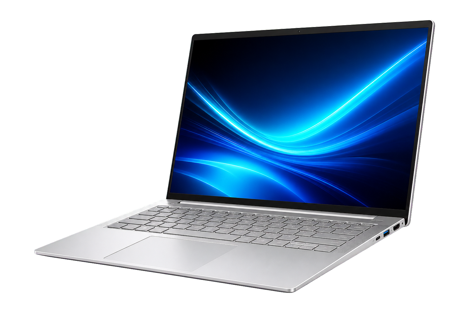 Transparent floating laptop render